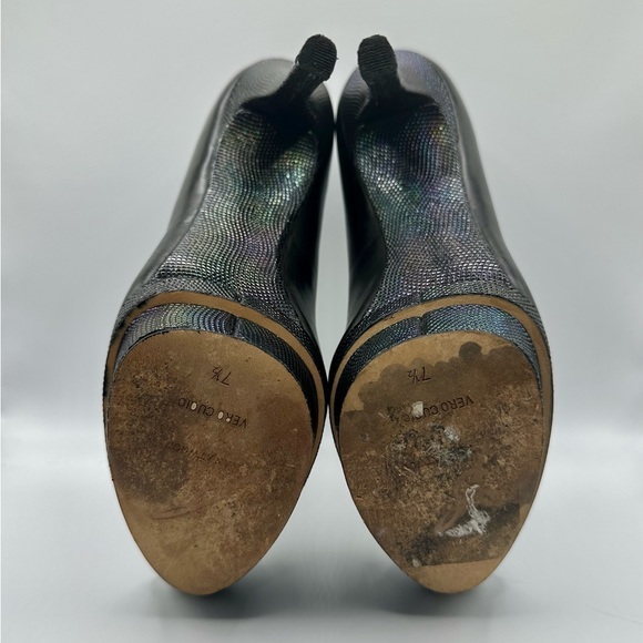 Brian Atwood Black Leather w/ Iridescent Platform Stiletto Pumps - Picture 8 of 8